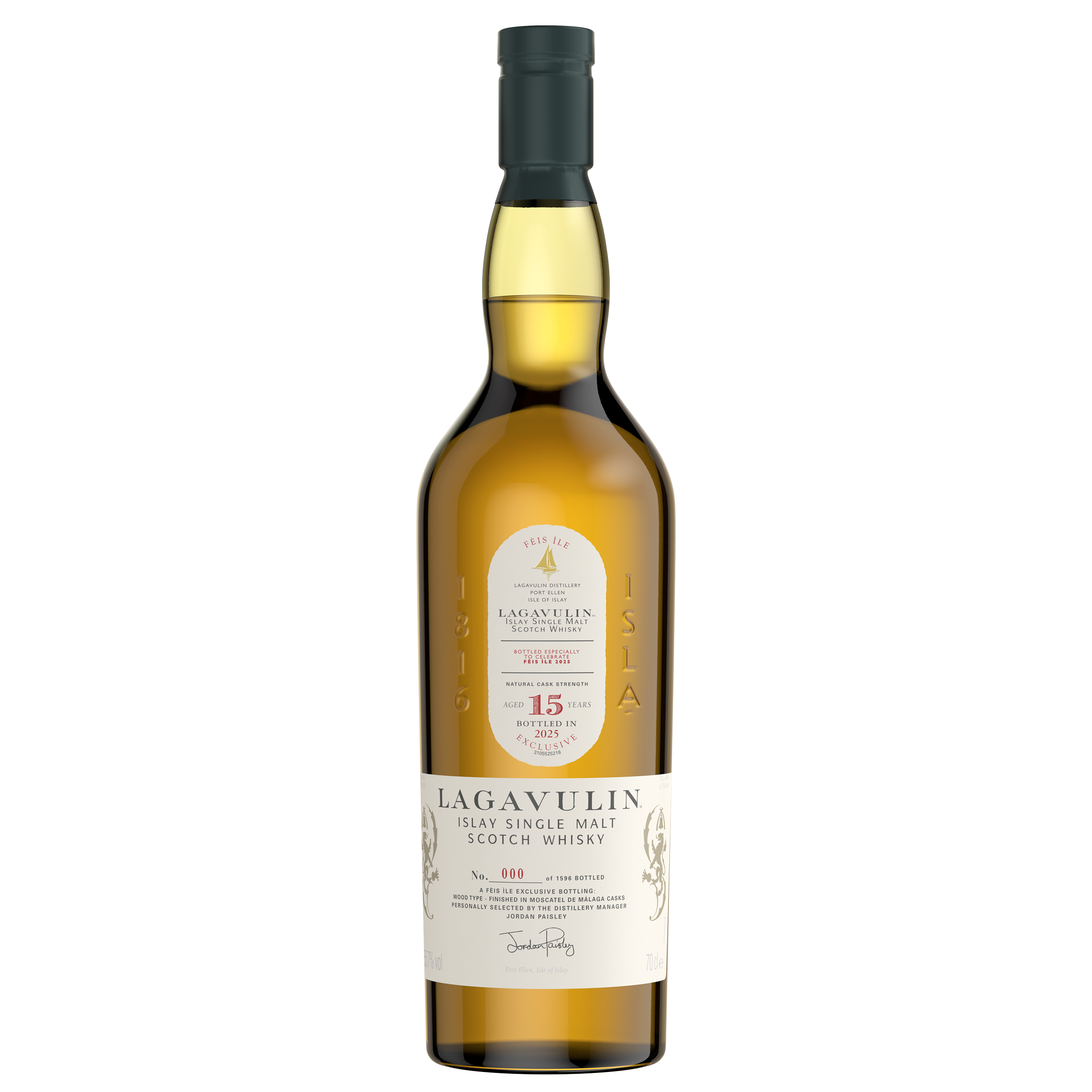 Lagavulin 15 Year Old Fèis Ìle 2025 Edition bottle against a plain white background.