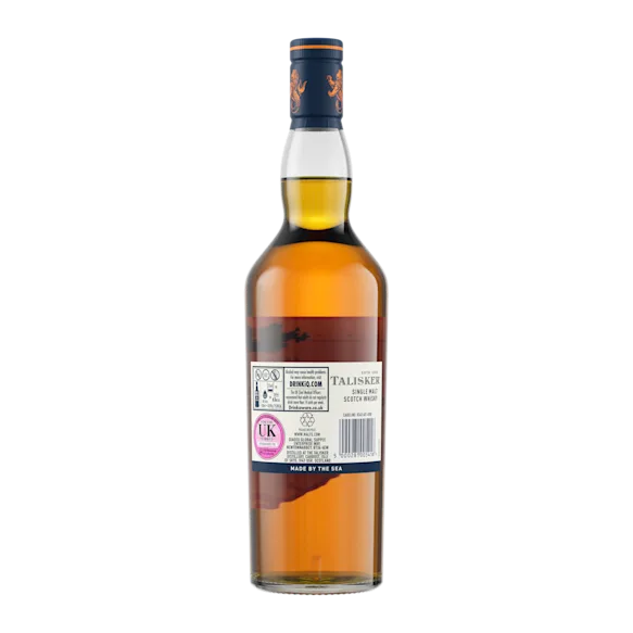 Talisker 10 Year Old Single Malt Scotch Whisky, 70cl - Back of Bottle
