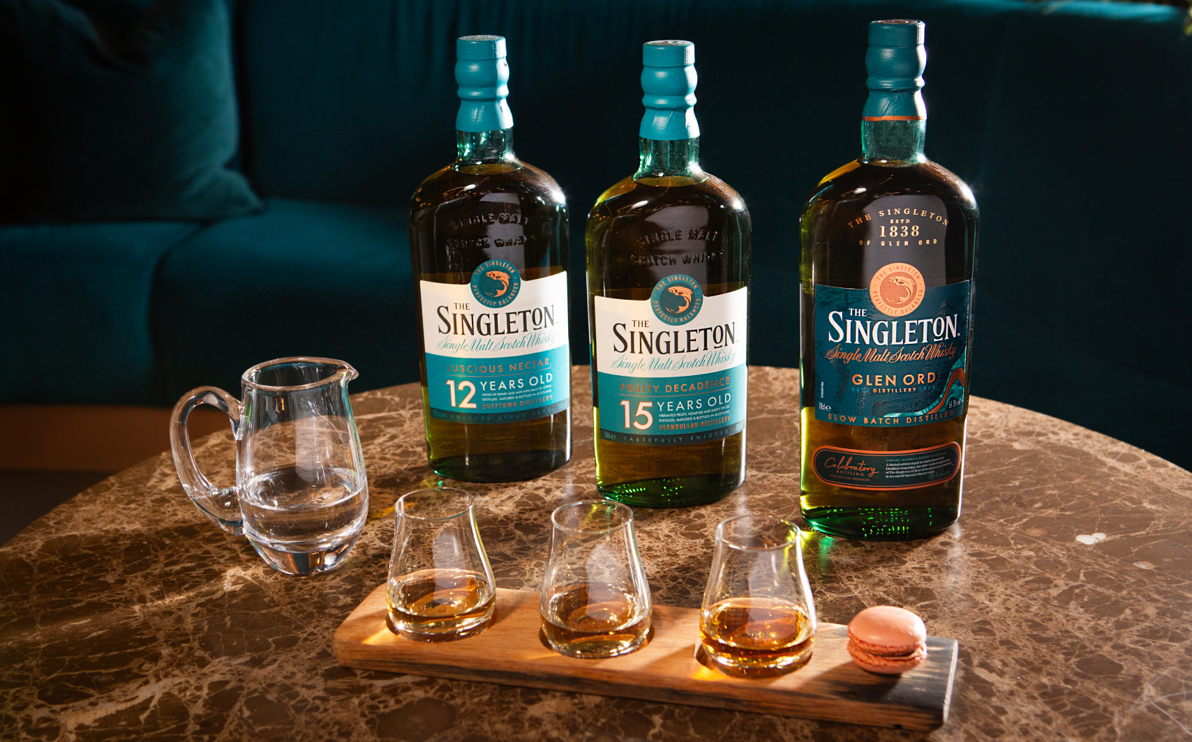 Group of The Singleton whisky bottles