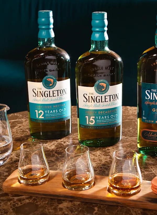 Group of The Singleton whisky bottles