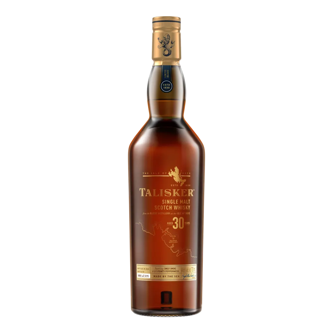 Talisker 30 Year Old Single Malt Scotch Whisky, 70cl - Bottle Front NE
