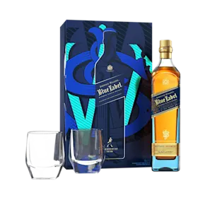 2022 Edition - Johnnie Walker Blue Label Blended Scotch Whisky 70cl Giftpack with 2 Crystal Glasses