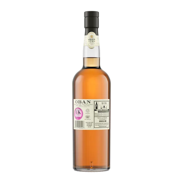 Oban 14 Year Old Single Malt Scotch Whisky, 70cl - Back of Bottle