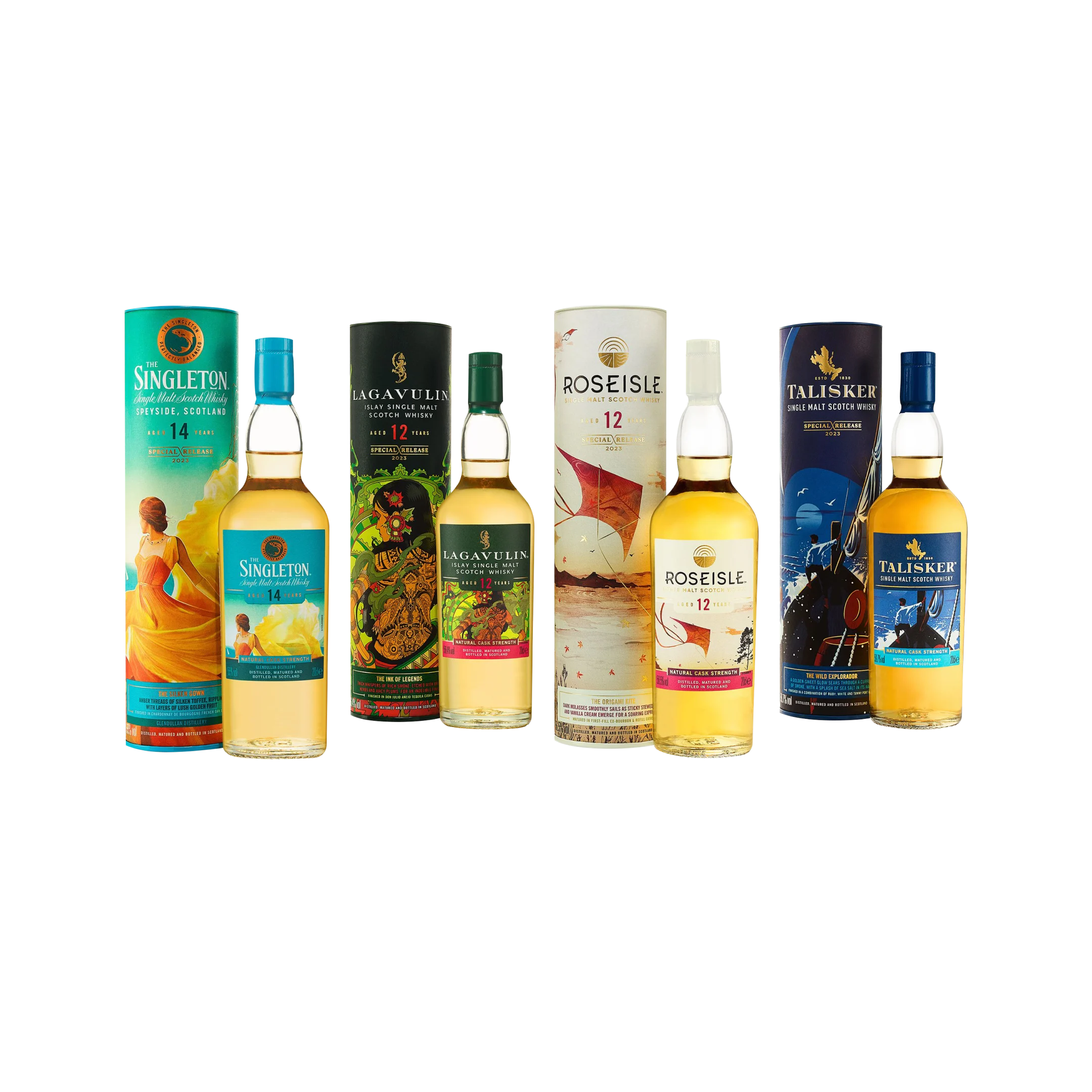 Special Release 2023 - Lagavulin, Talisker, Roseisle en Singleton, Single Malt Scotch Whisky, 4x20cl