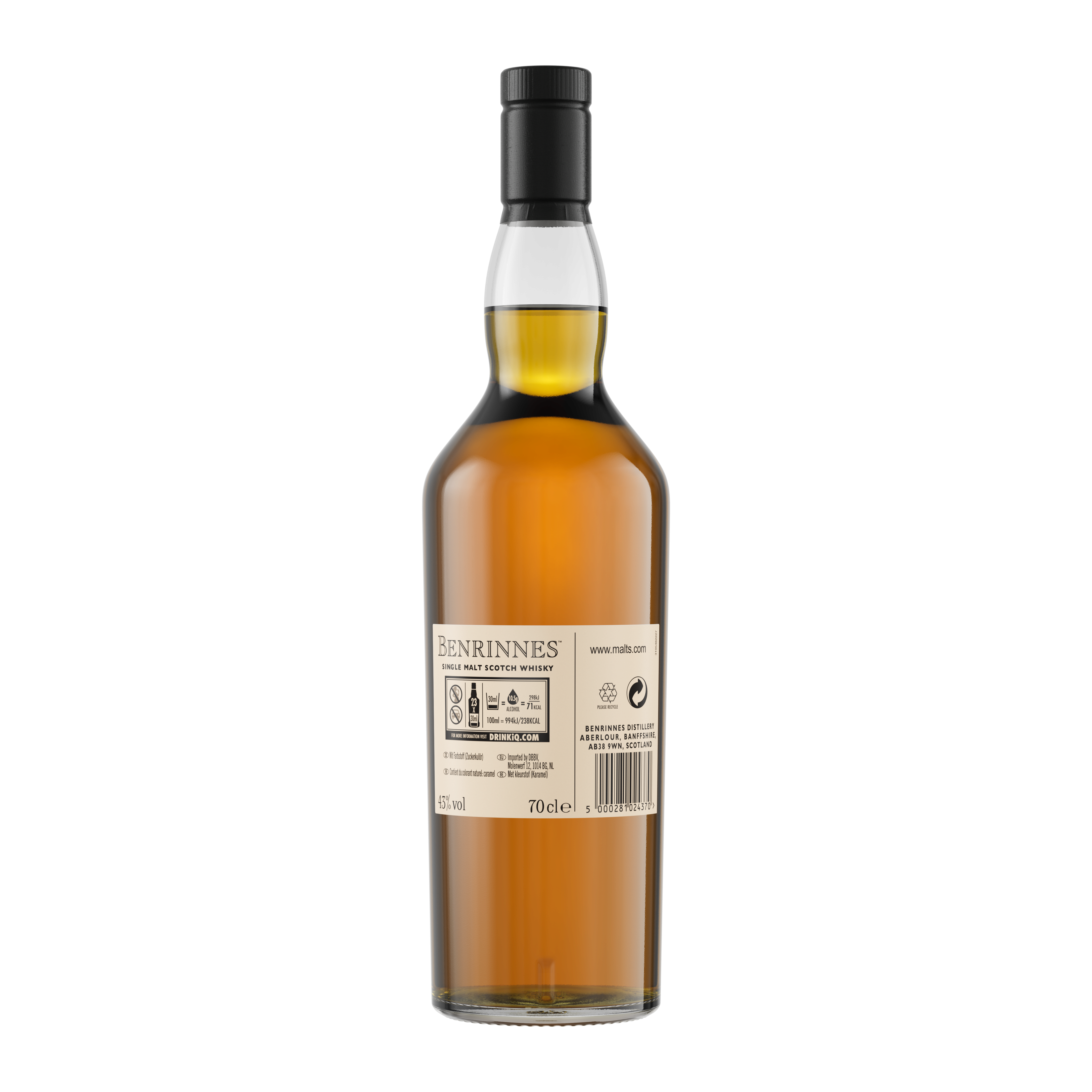 Benrinnes 15 Year Old Flora & Fauna Single Malt Whisky, 70cl Back of bottle