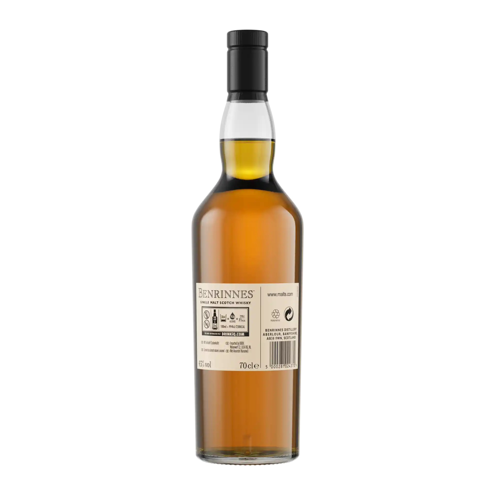 Benrinnes 15 Year Old Flora & Fauna Single Malt Whisky, 70cl Back of bottle