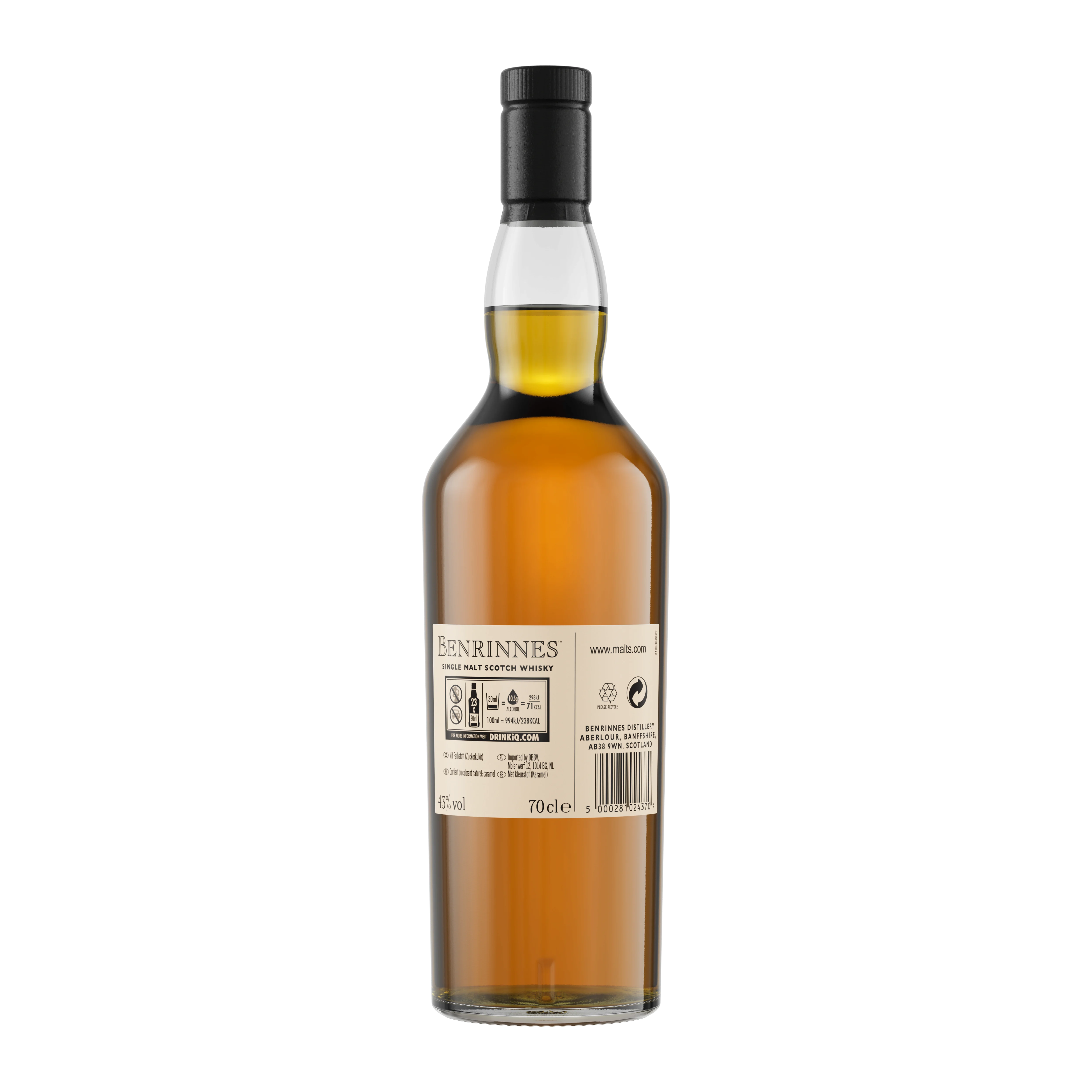 Benrinnes 15 Year Old Flora & Fauna Single Malt Whisky, 70cl Back of bottle