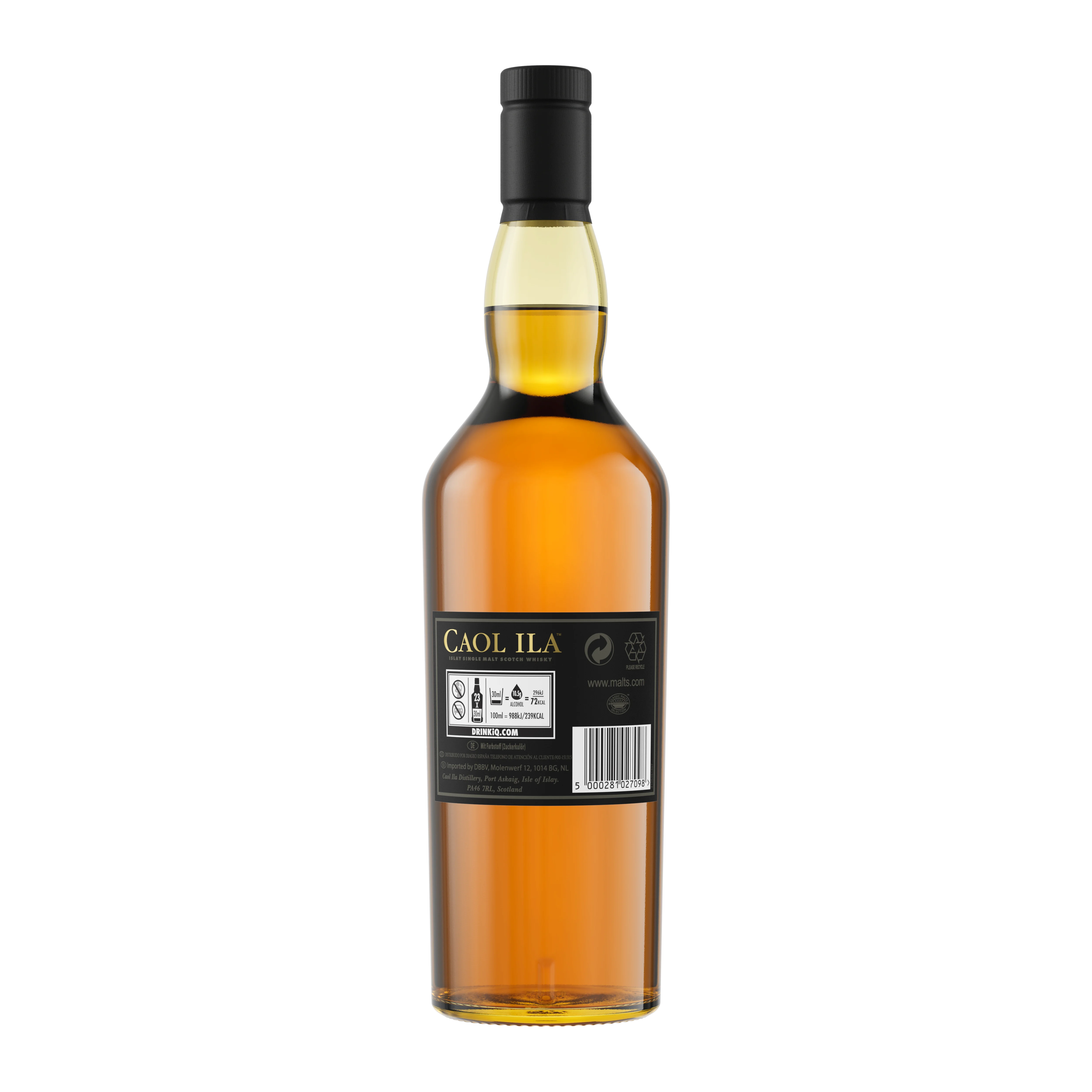 Caol Ila 25 Year Old Single Malt Scotch Whisky, 70cl - Back of bottle