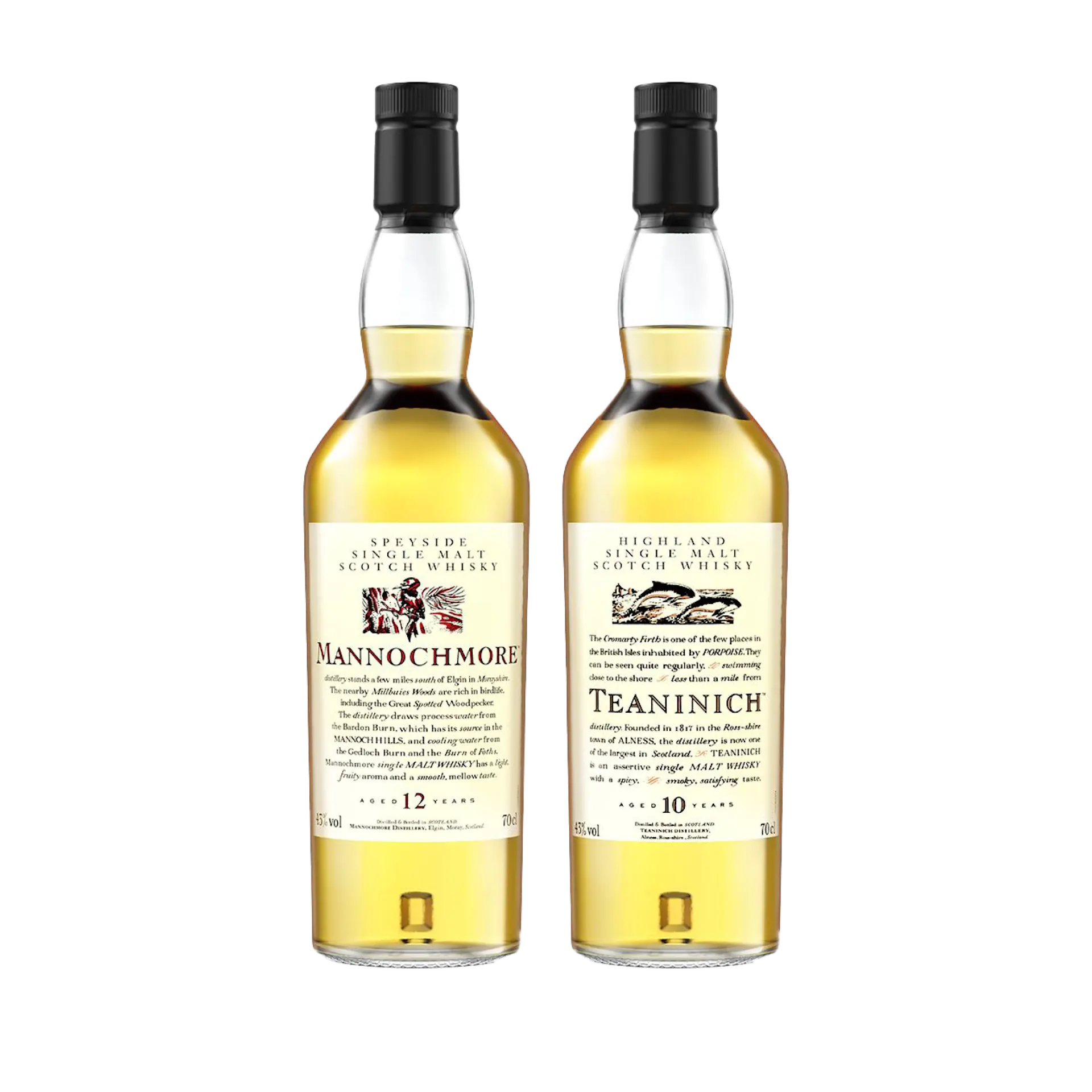 Flora & Fauna Bundeln - Teaninich 10 Year Old + Mannochmore 12 Year Old Single Malt Scotch Whisky, 2x70cl