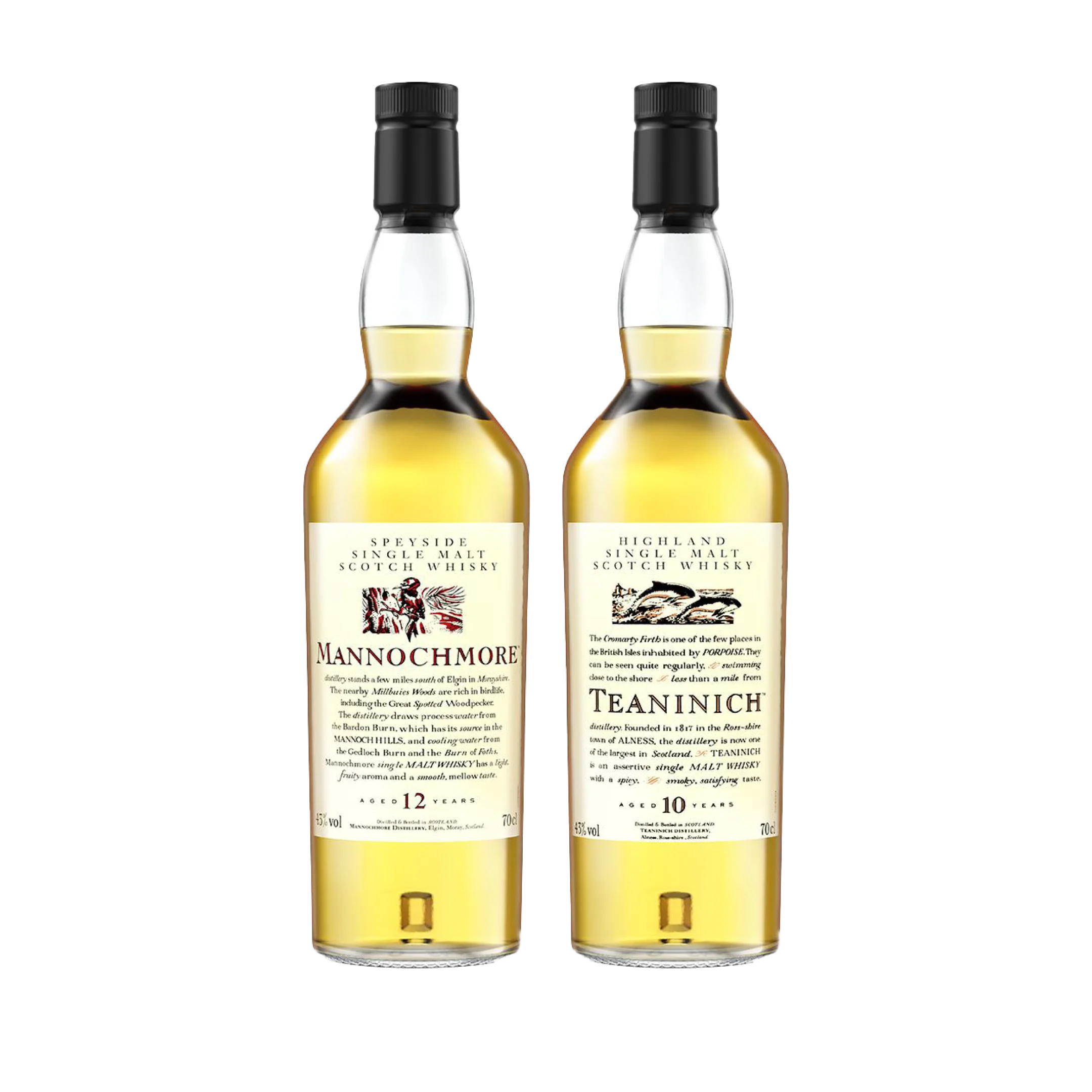 Flora & Fauna Bundeln - Teaninich 10 Year Old + Mannochmore 12 Year Old Single Malt Scotch Whisky, 2x70cl