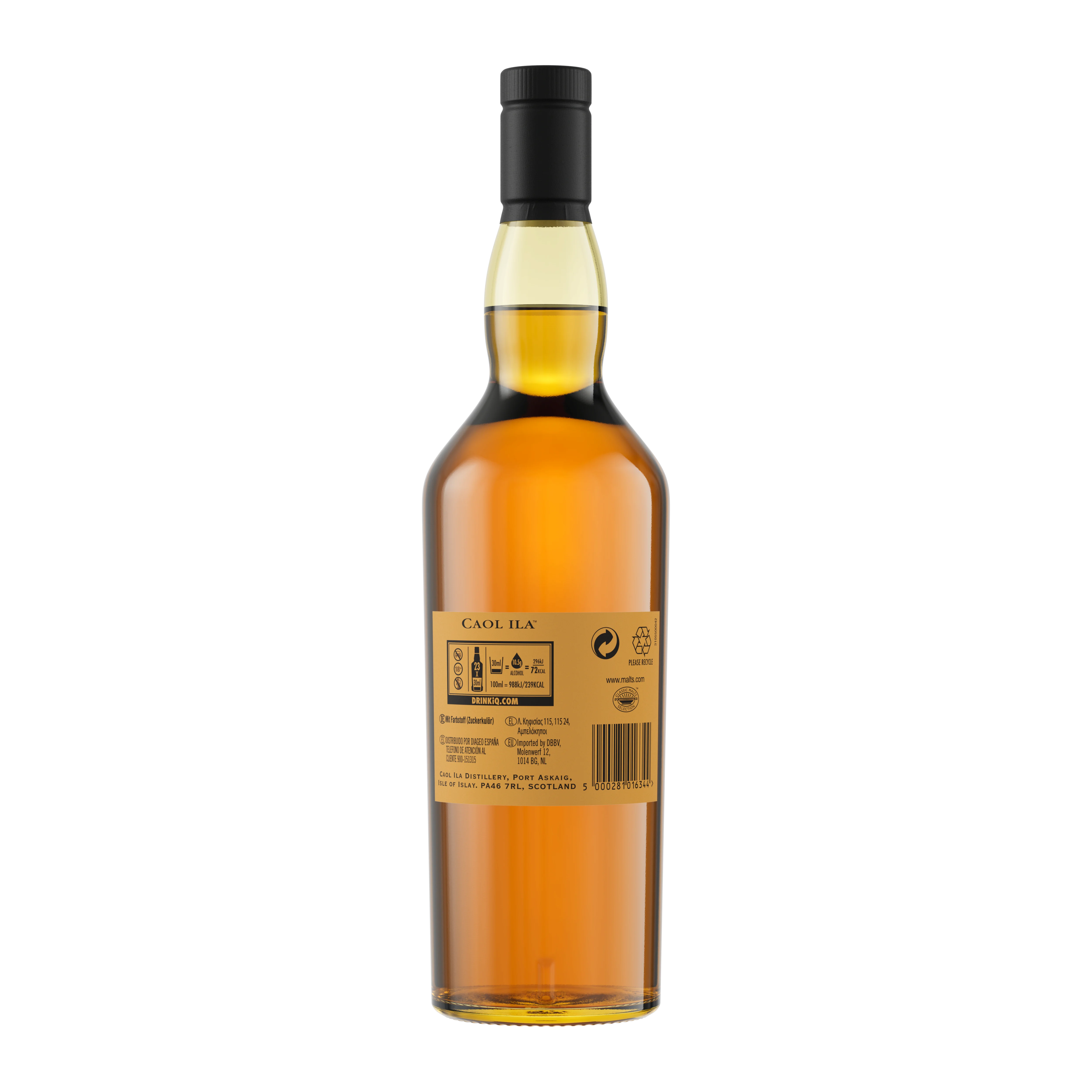 Caol Ila 18 Year Old Islay Single Malt Scotch Whisky, 70cl Back of bottle