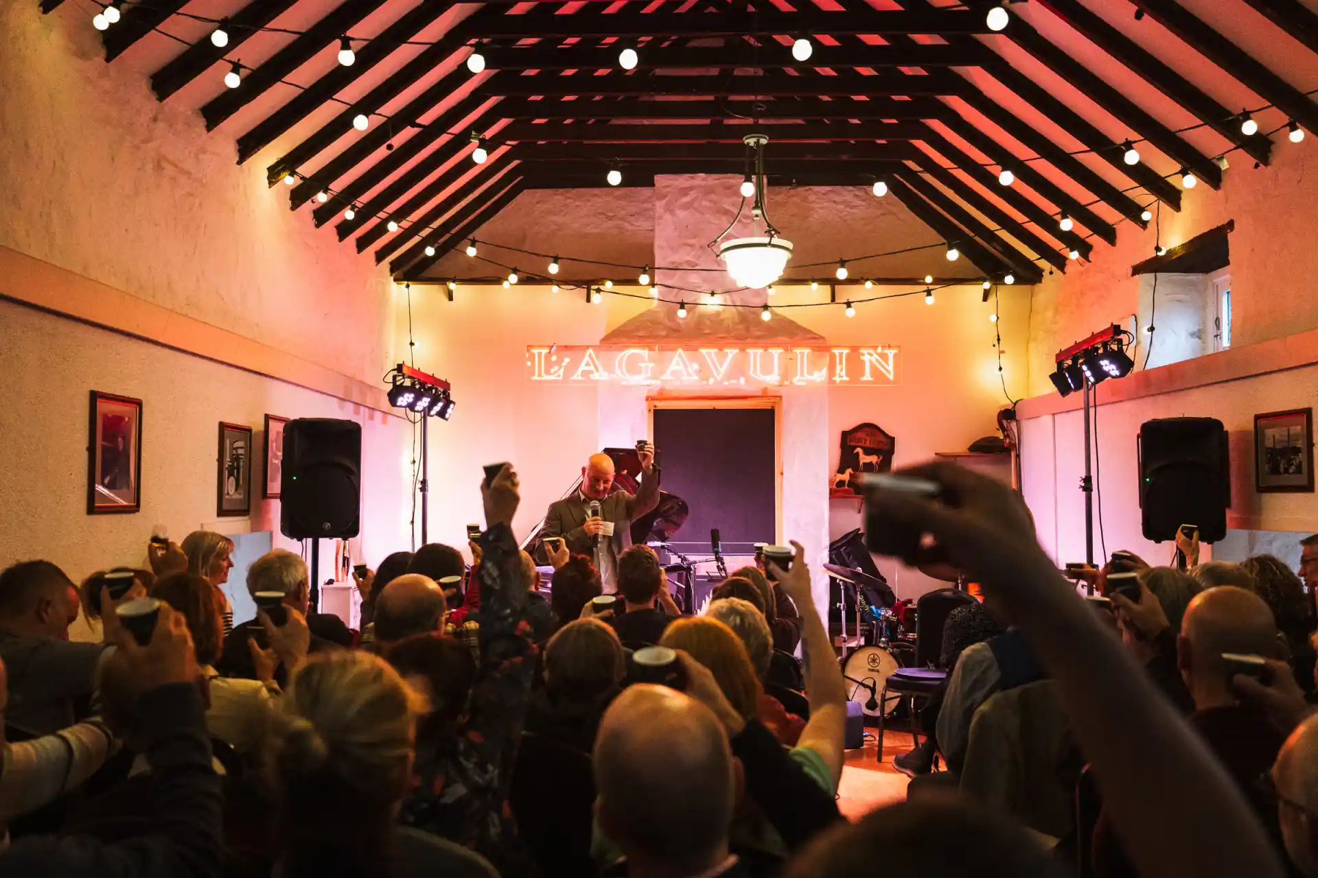 Group of people watching musicians perform during Lagavulin Jazz Festival 