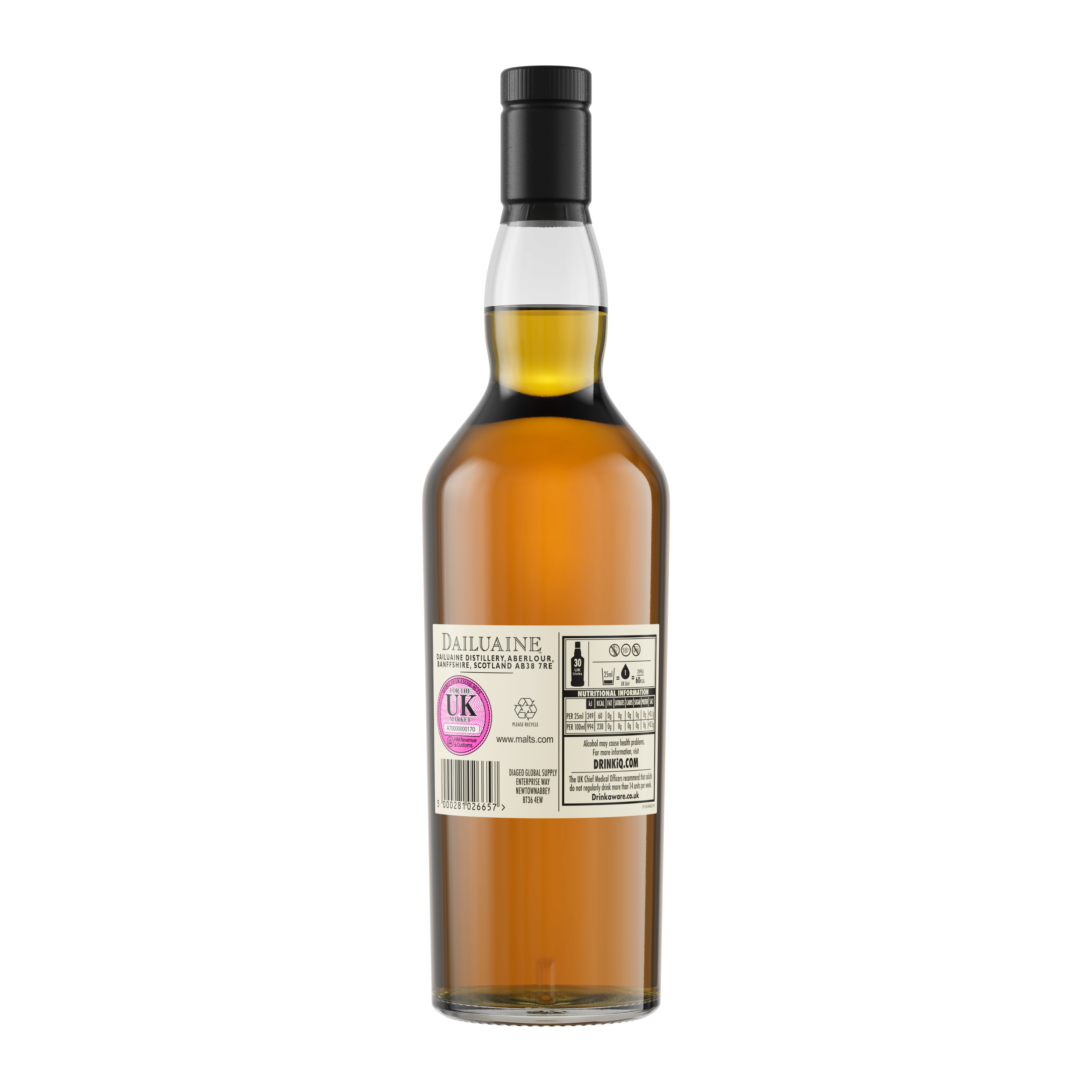 Dailuaine 16 Year Old Flora & Fauna Single Malt Whisky, 70cl - Back of Bottle