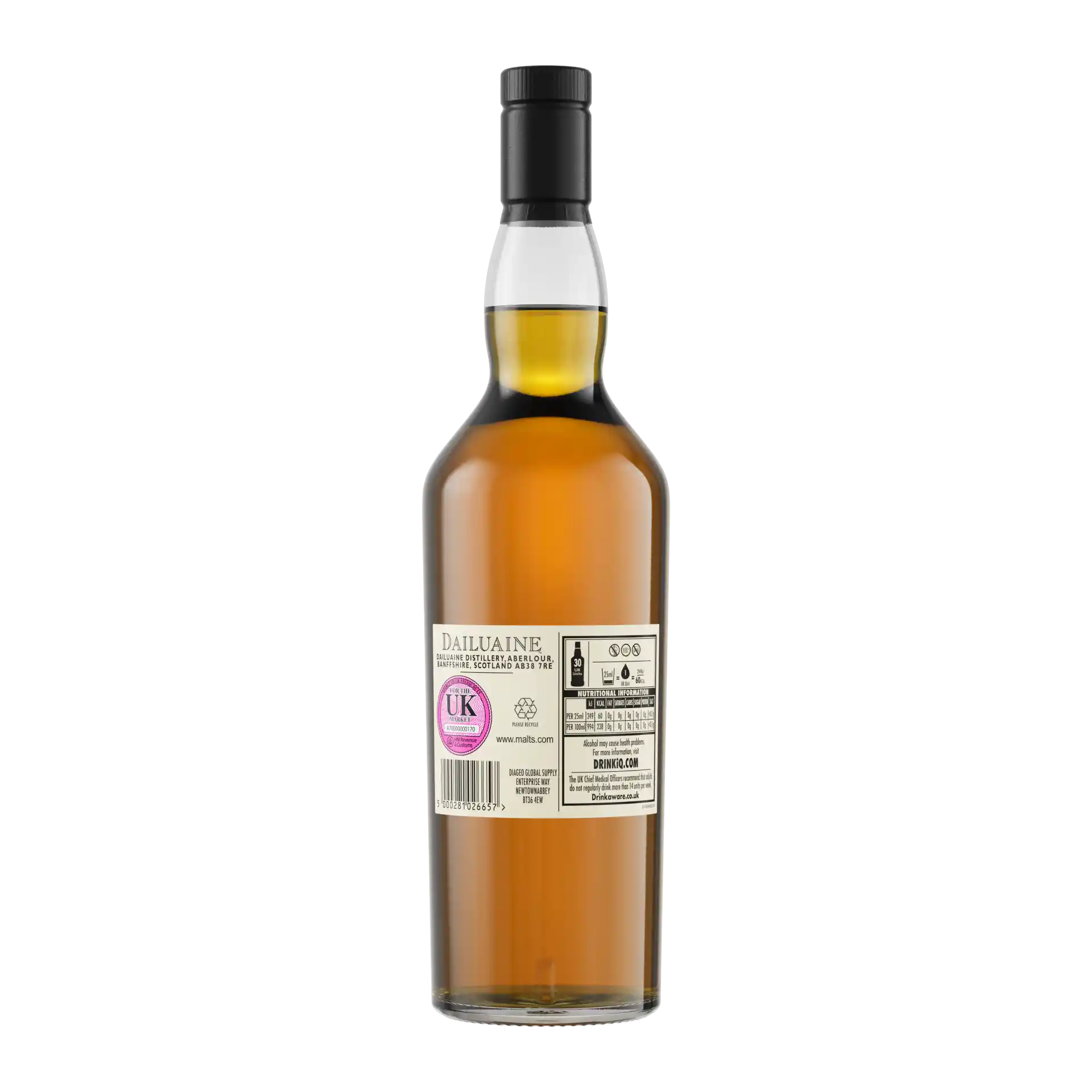 Dailuaine 16 Year Old Flora & Fauna Single Malt Whisky, 70cl - Back of Bottle