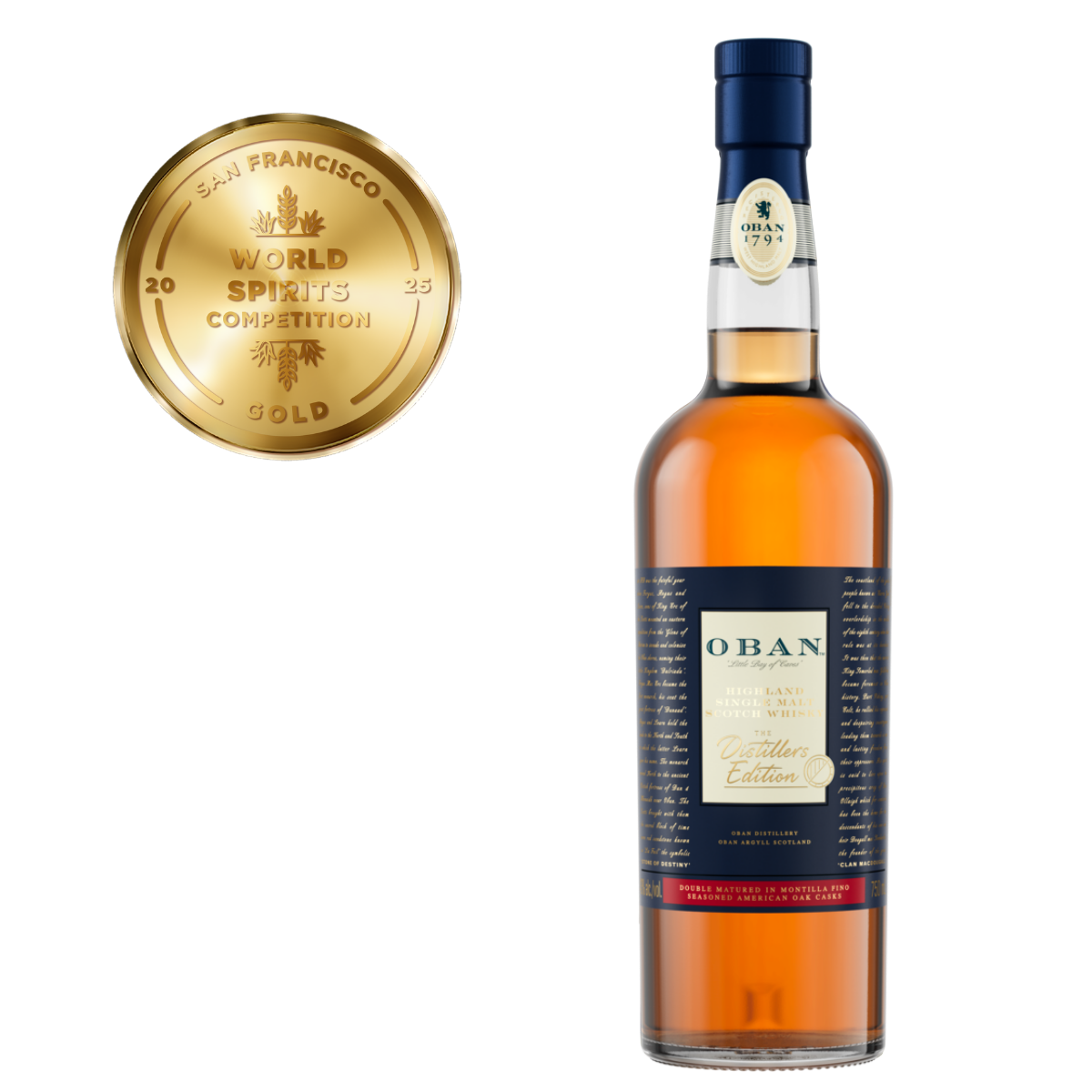Oban Distillers Edition Single Malt Scotch Whisky San Francisco World Spirits Competition Gold