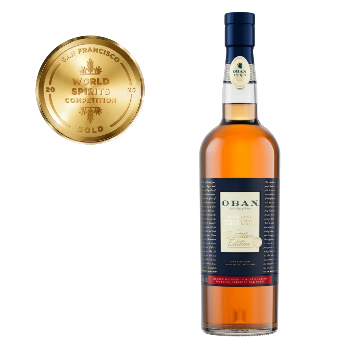 Oban Distillers Edition Single Malt Scotch Whisky San Francisco World Spirits Competition Gold