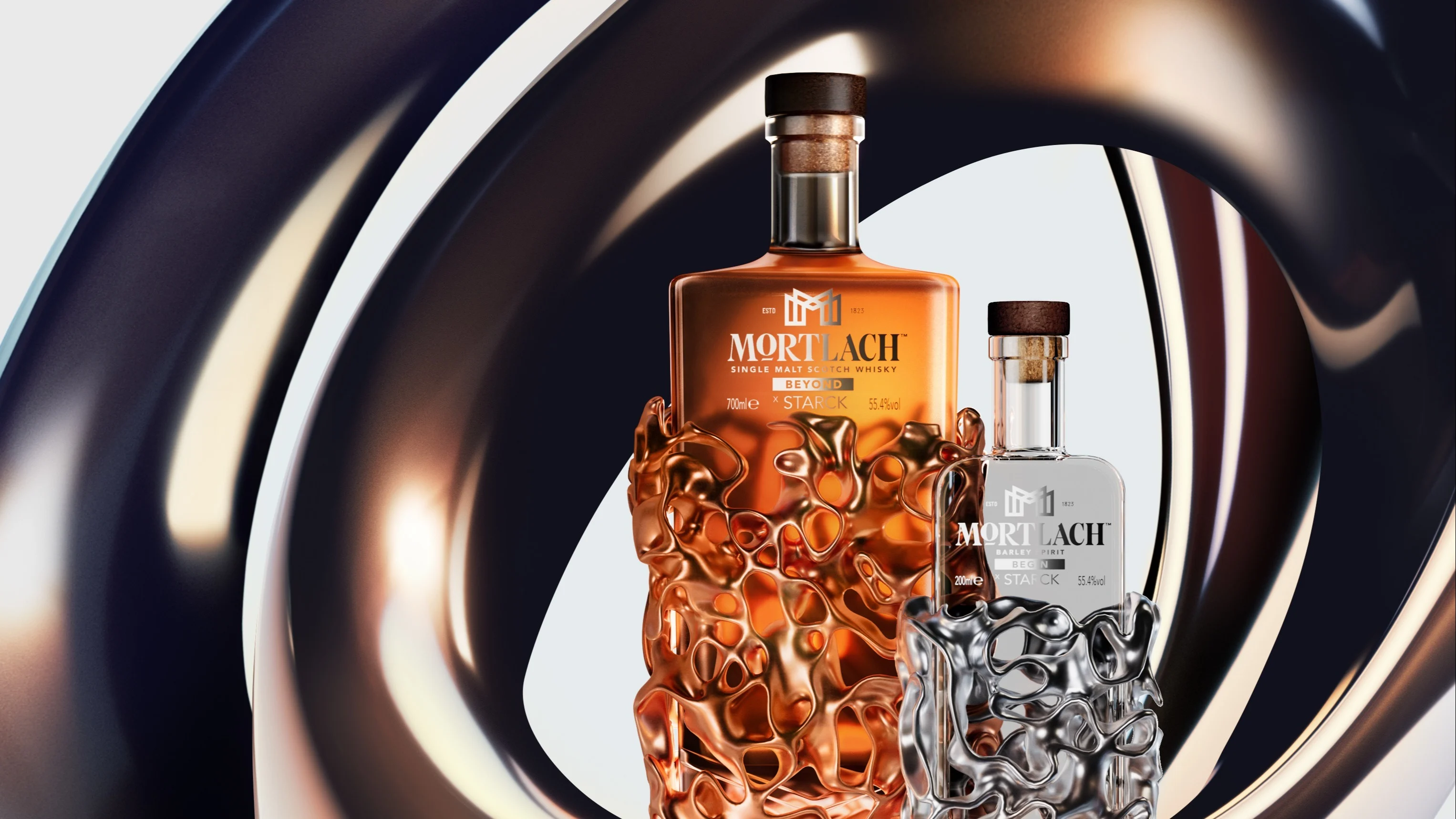 Mortlach x Starck l’evolution collection - Begin & Beyond: 70cl Single Malt Scotch Whisky, 20cl Barley Spirit