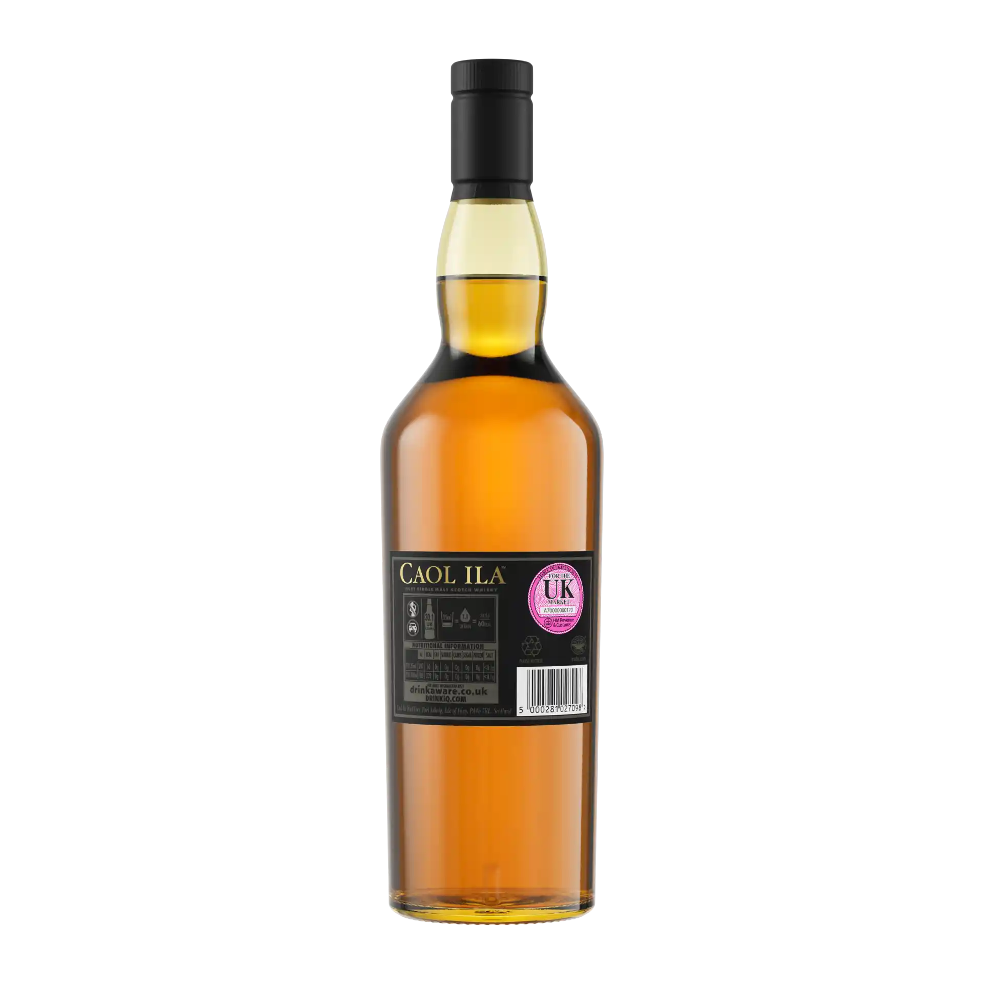 Caol Ila 25 Year Old Single Malt Scotch Whisky, 70cl - Back of Bottle