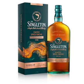 The front of a bottle of The Singleton Gardens of Abundance Collection – Exotic Spice Grove single malt Scotch whisky