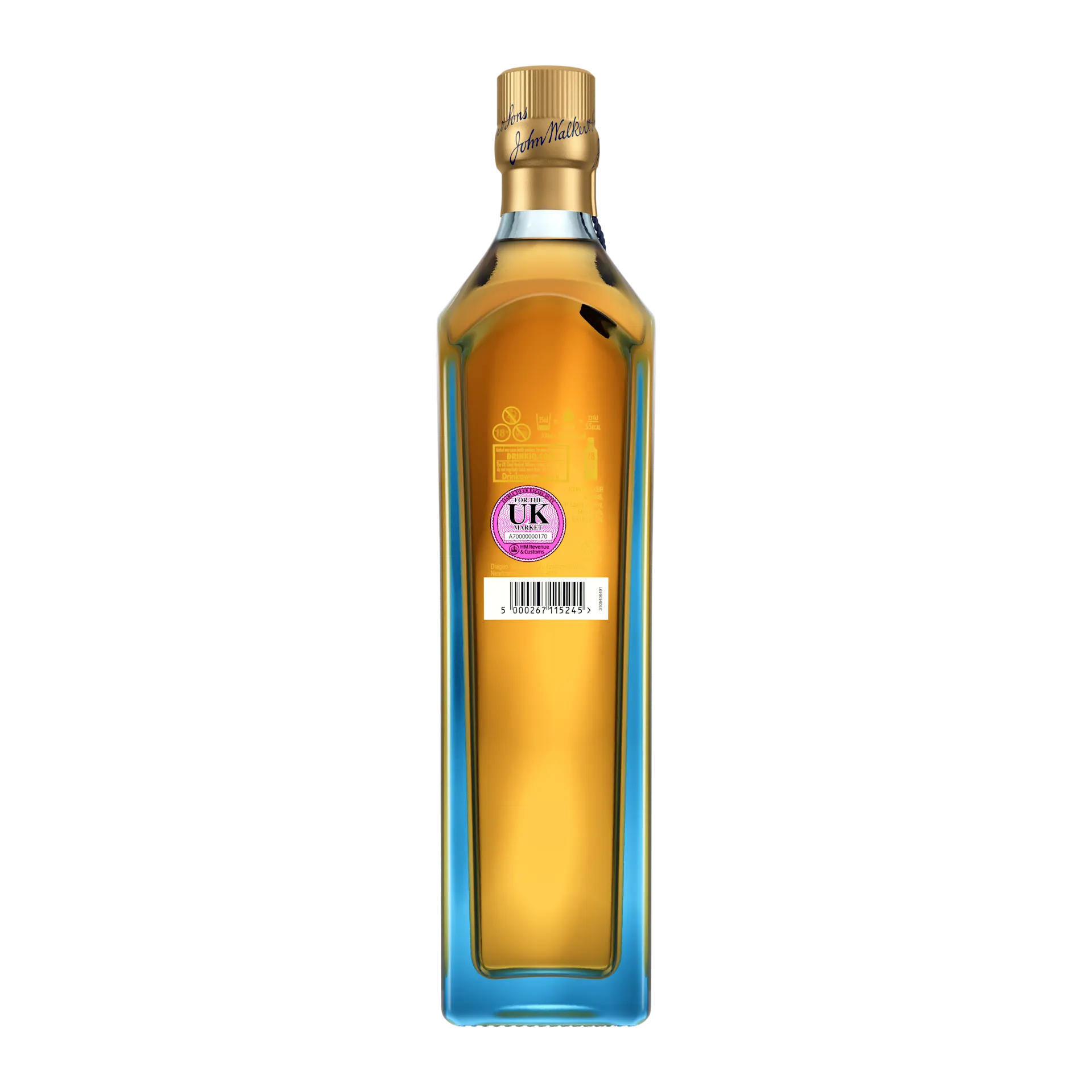 Johnnie Walker Blue Label Blended Scotch Whisky, 70cl - Back of Bottle