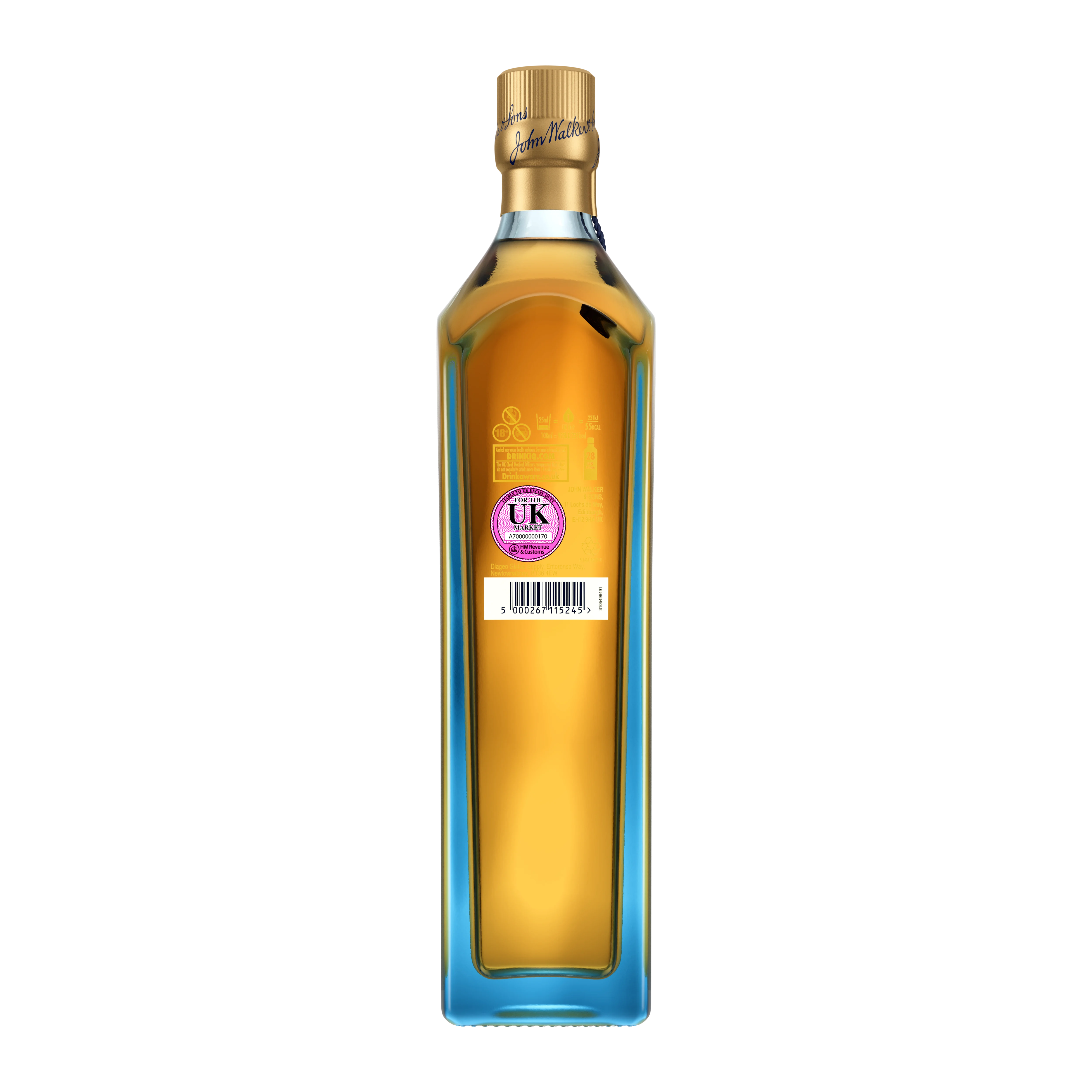 Johnnie Walker Blue Label Blended Scotch Whisky, 70cl - Back of Bottle