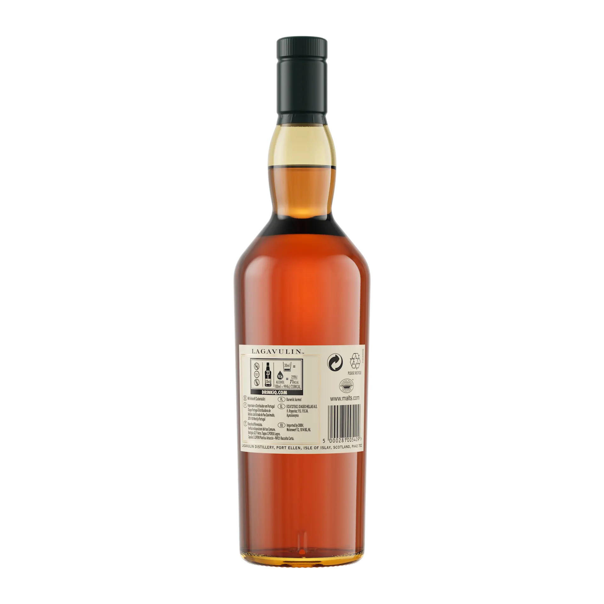 Lagavulin 16 Year Old Single Malt Scotch Whisky, 70cl Back of bottle 