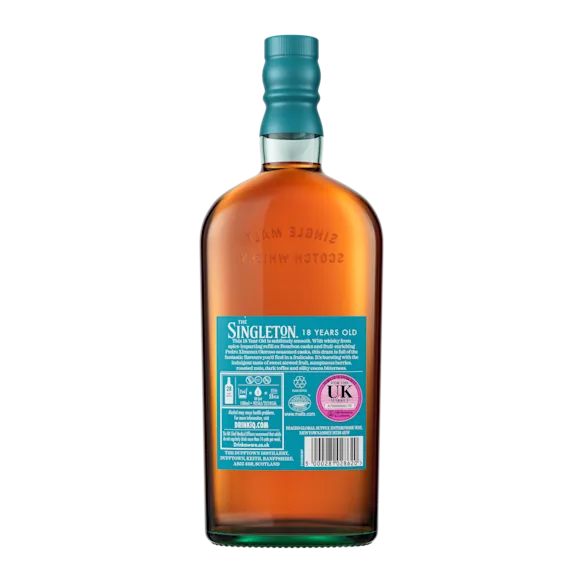 The Singleton of Dufftown 18 Year Old Single Malt Scotch Whisky, 70cl - Back of Bottle