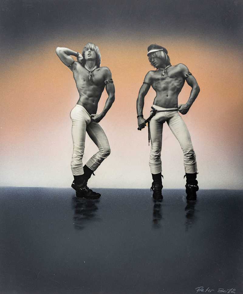 Berlin Double Self Portrait on Glowing Peach Background