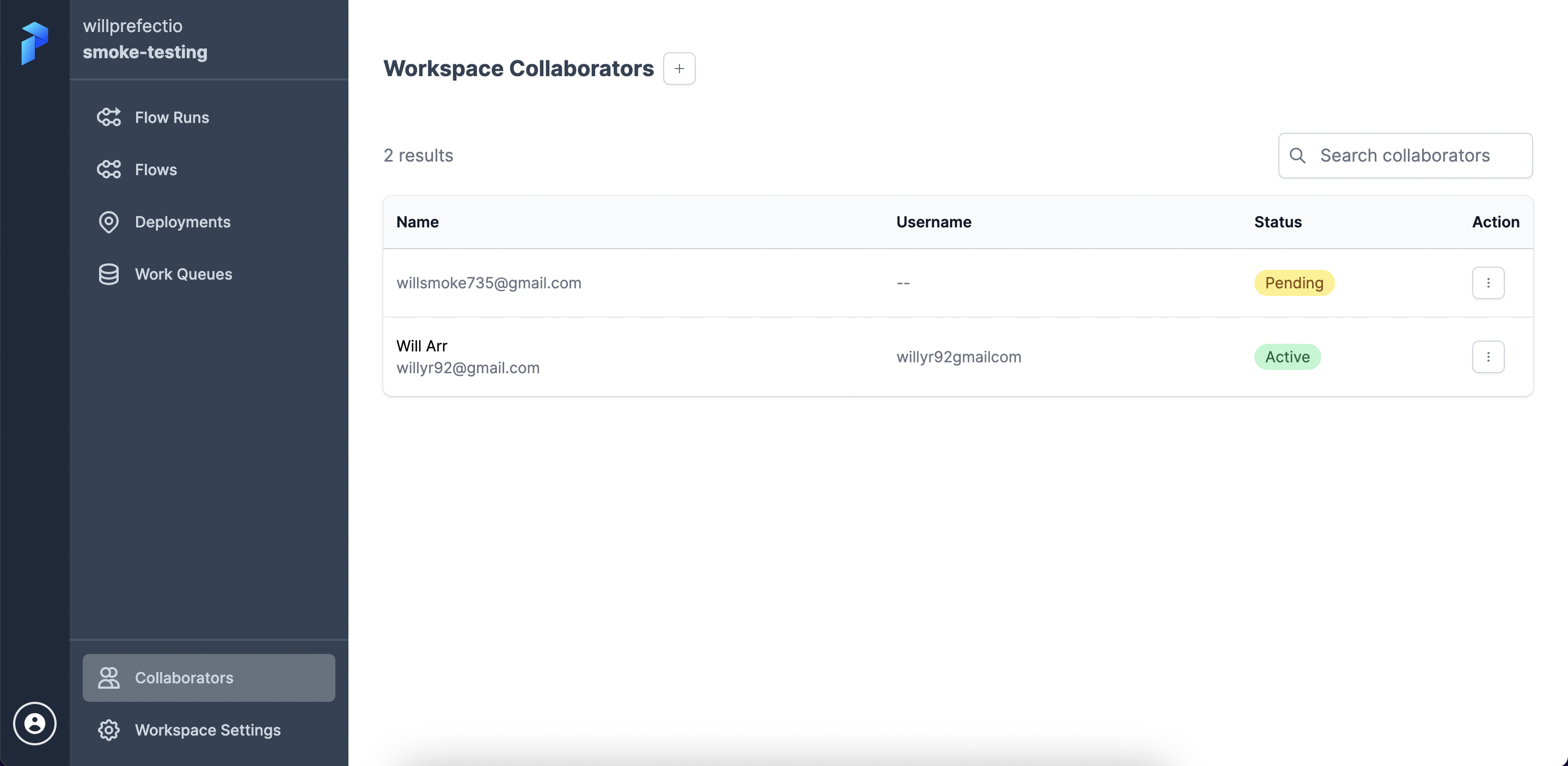 Collaborators UI Screenshot