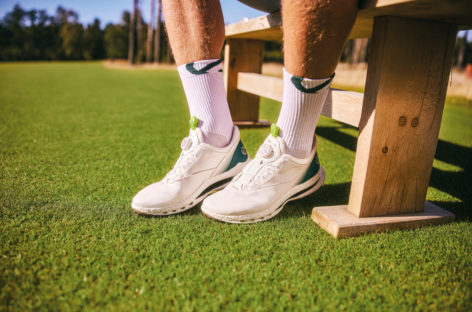 ECCO Golf S Three BOA メンズ レザーGore-Texゴルフシューズ | ブルー