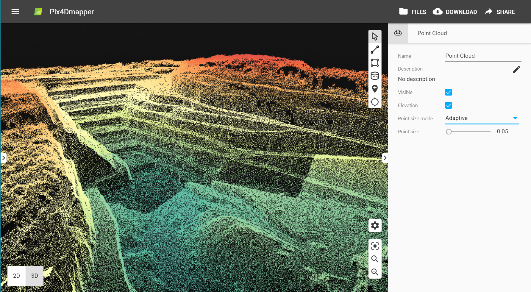 The new elevation point cloud color scale