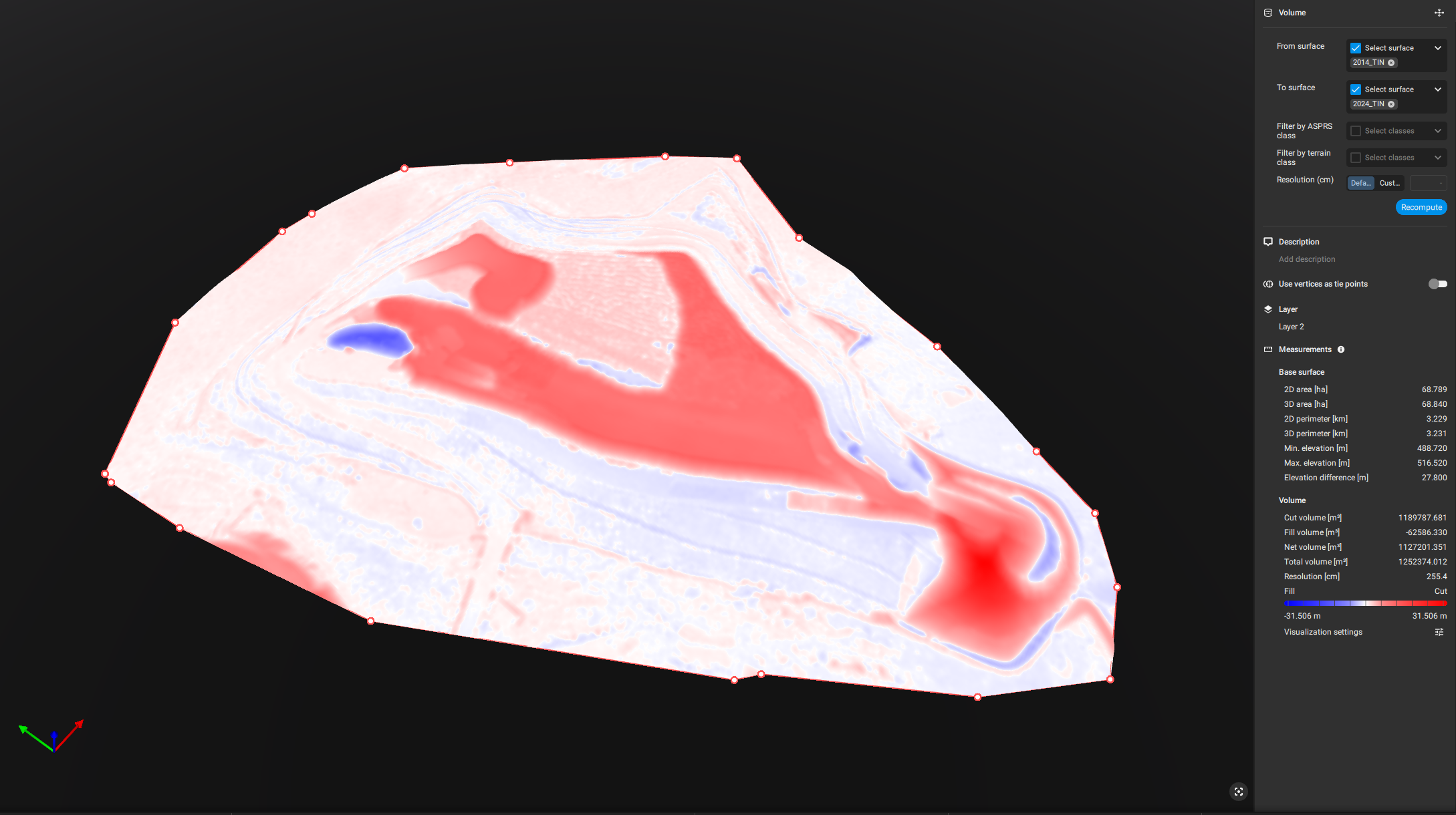 3. 2. PIX4Dmatic Volumetric Analysis Binary & Gradient Surface Comparison (1)