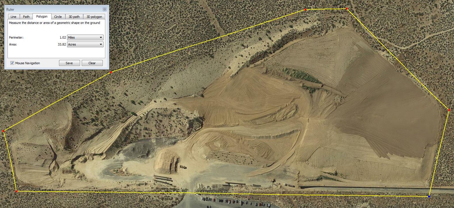 A quarry where the Nevada Department of Transportation tested the optimal number of Ground Control Points.