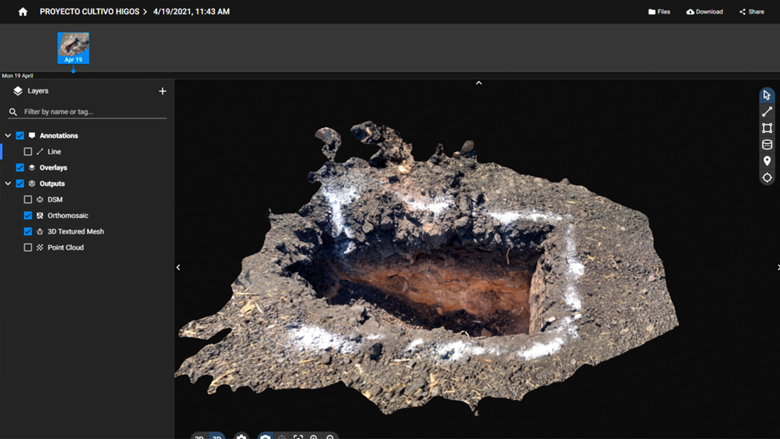 A 3D model of an excavation with PIX4Dcatch