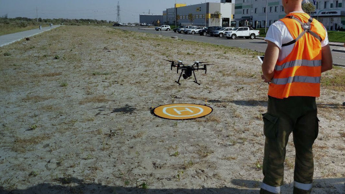 Flying a quadcopter drone in a mine in Ukraine