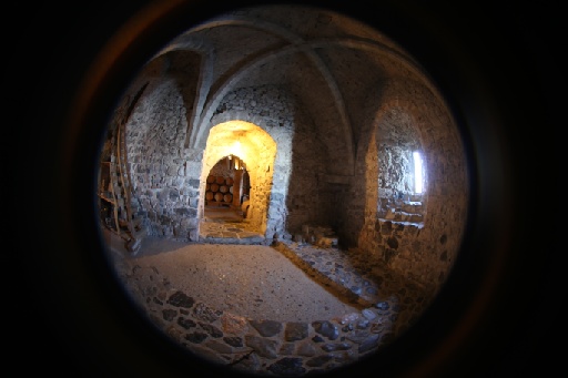 Barrels in the cellars of castle Chillon.