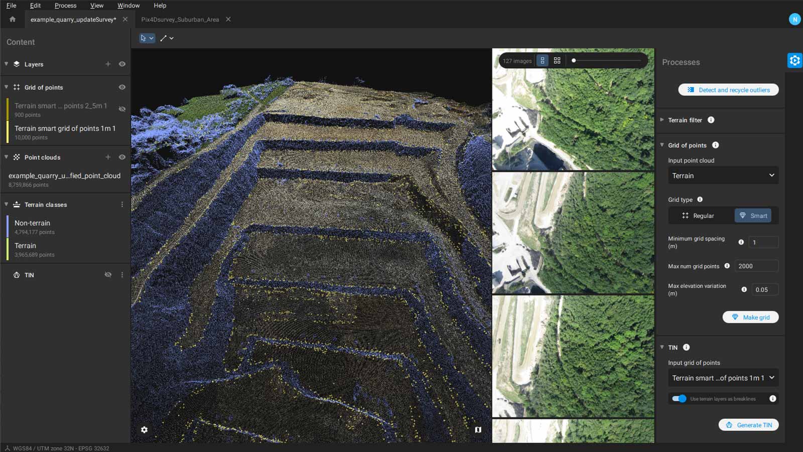 Pix4Dsurvey interface with smart grid tool