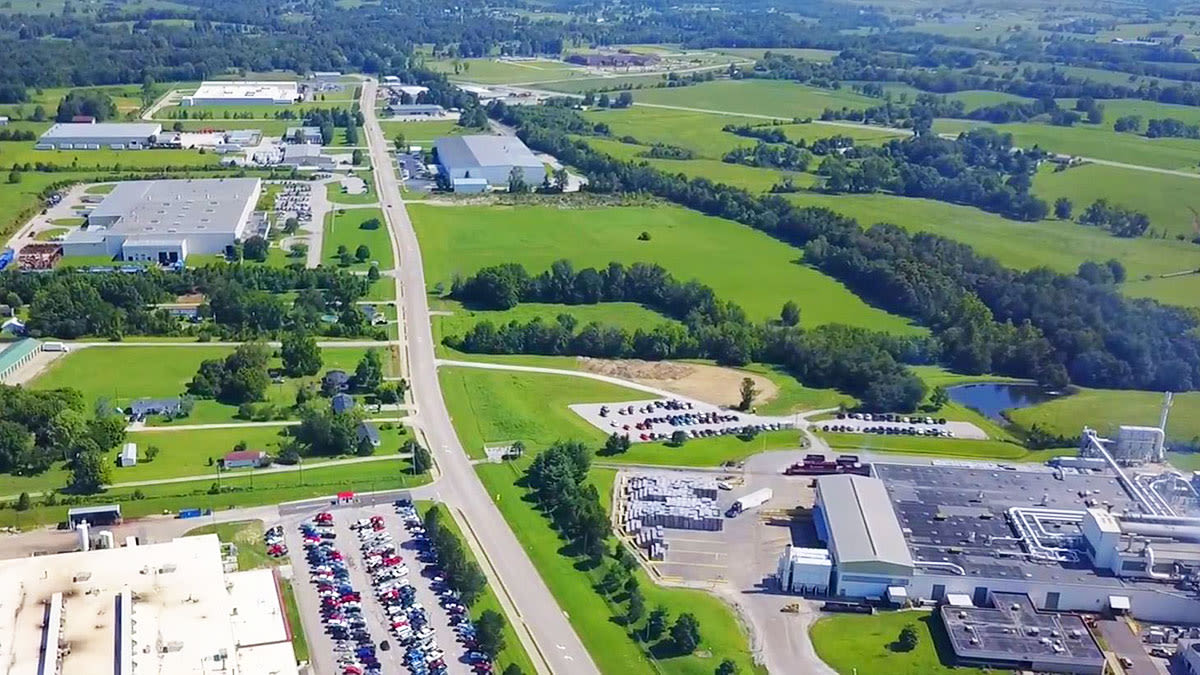 Drone images of an industrial area