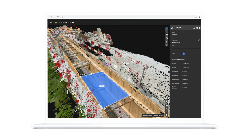 Pix4D's Raycloud photogrammetry software on a screen