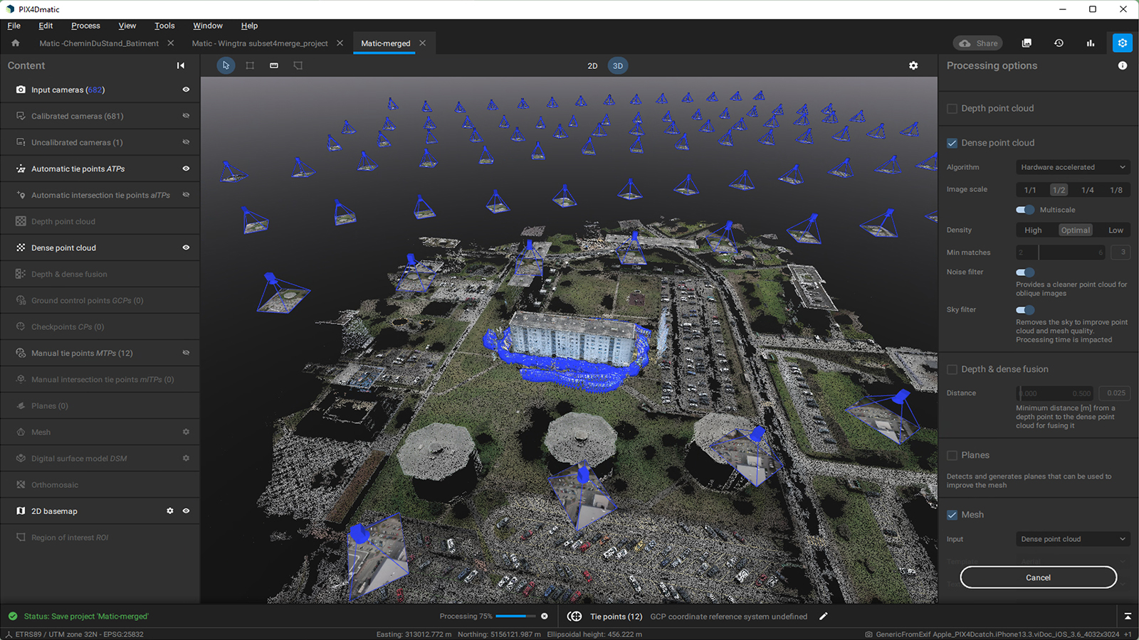 aerial drone mapping data with terrestrial PIX4Dcatch and viDoc datasets