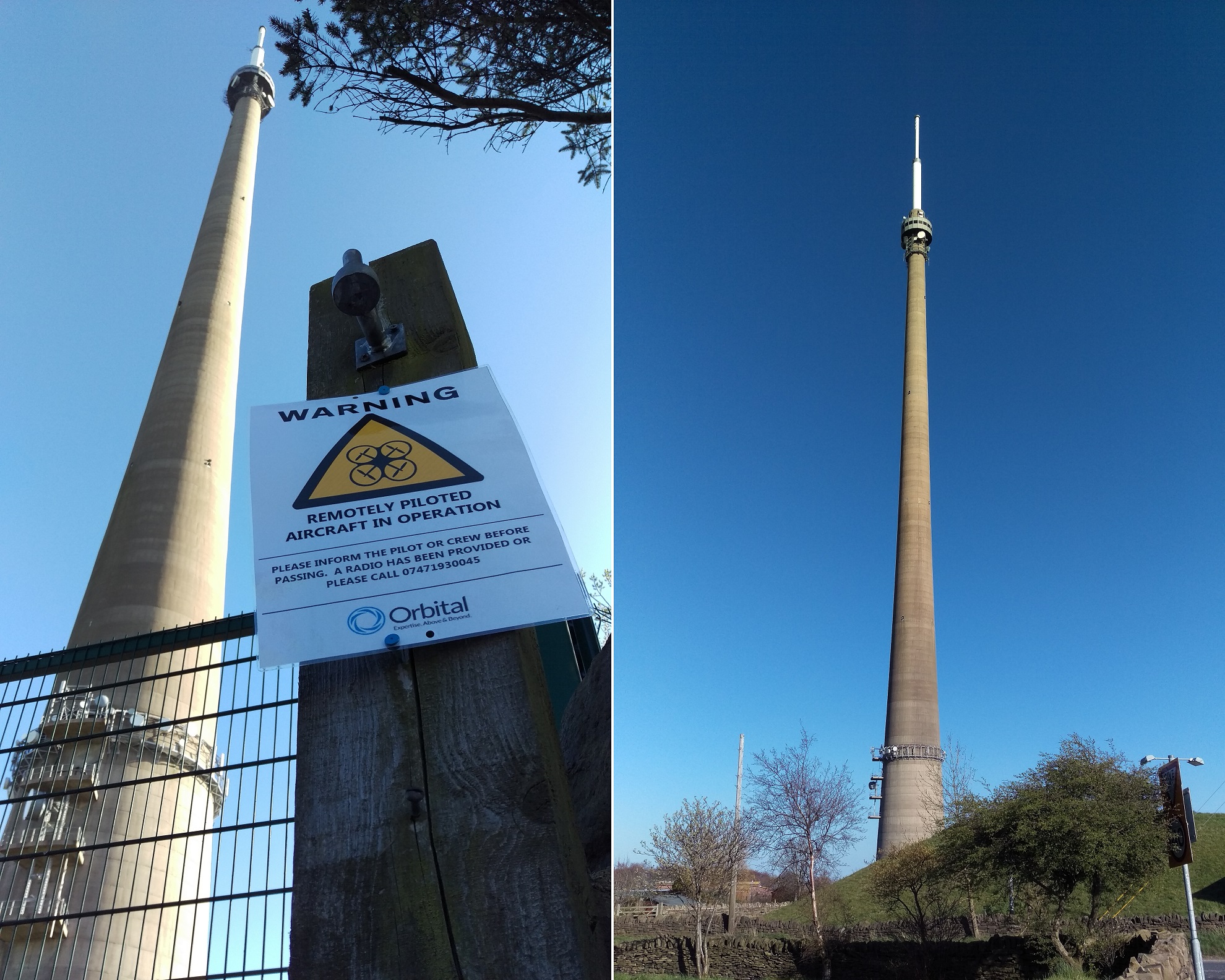 Two images of the highest tower in the UK
