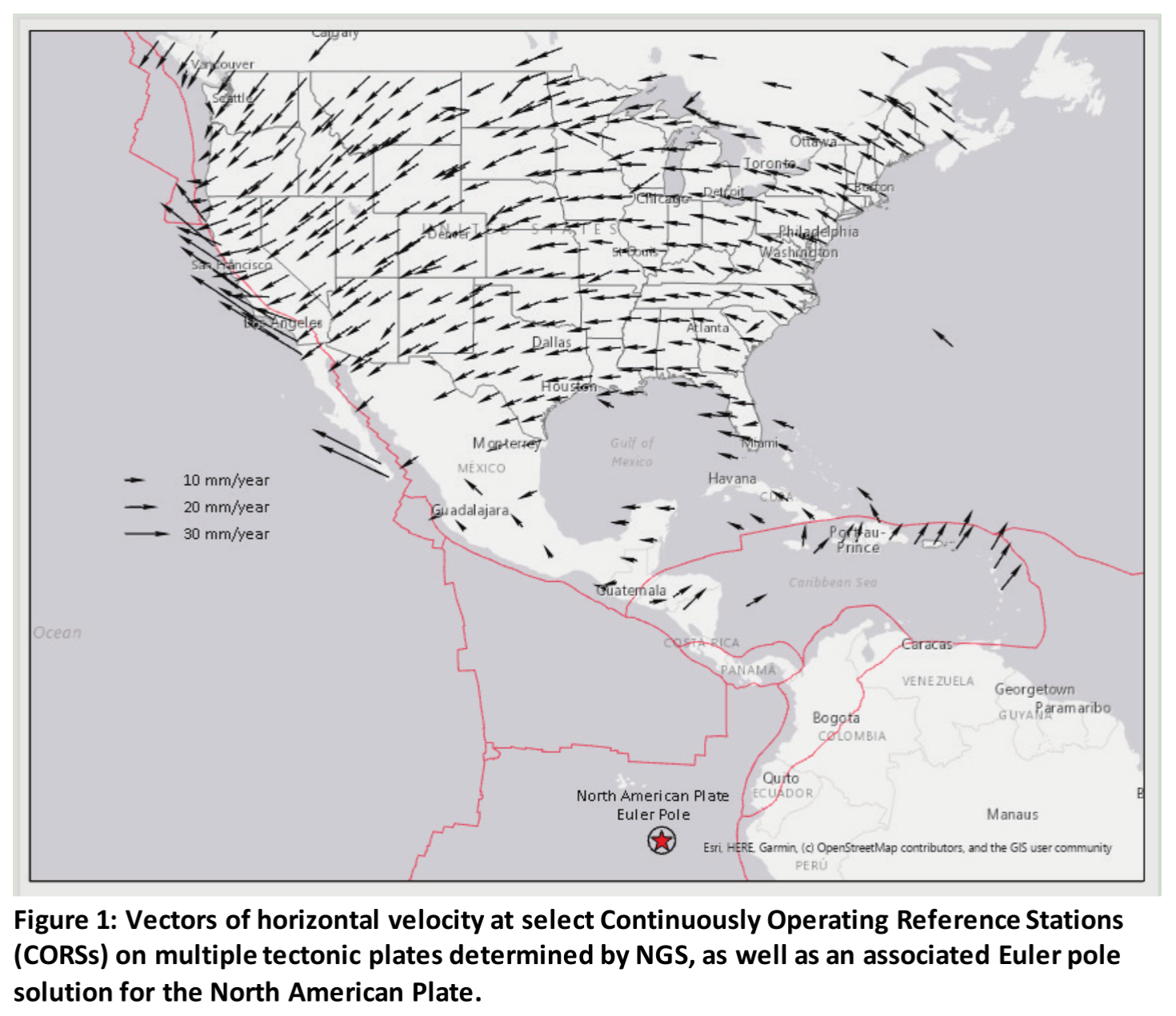 (Figure 1): CORS Stations Horizontal Velocity Vectors Map
