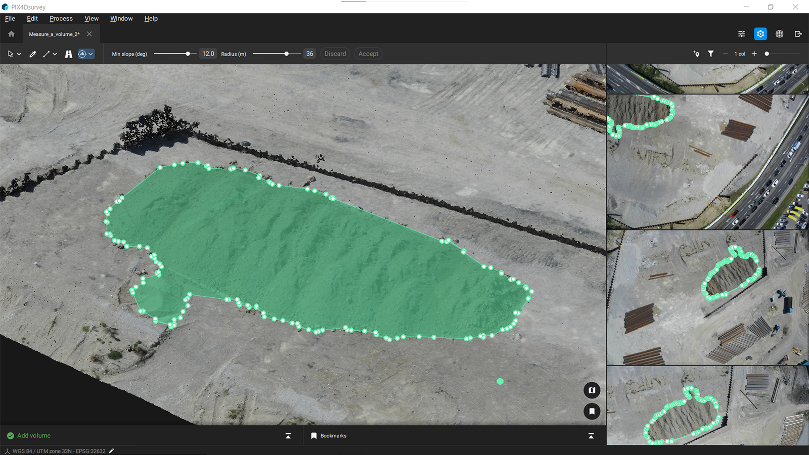 Stockpile detection with PIX4Dsurvey