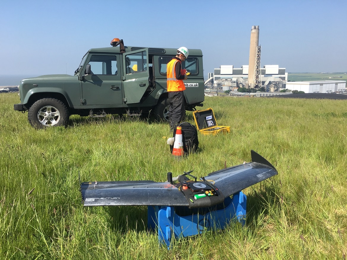 Surveying and mapping with a drone