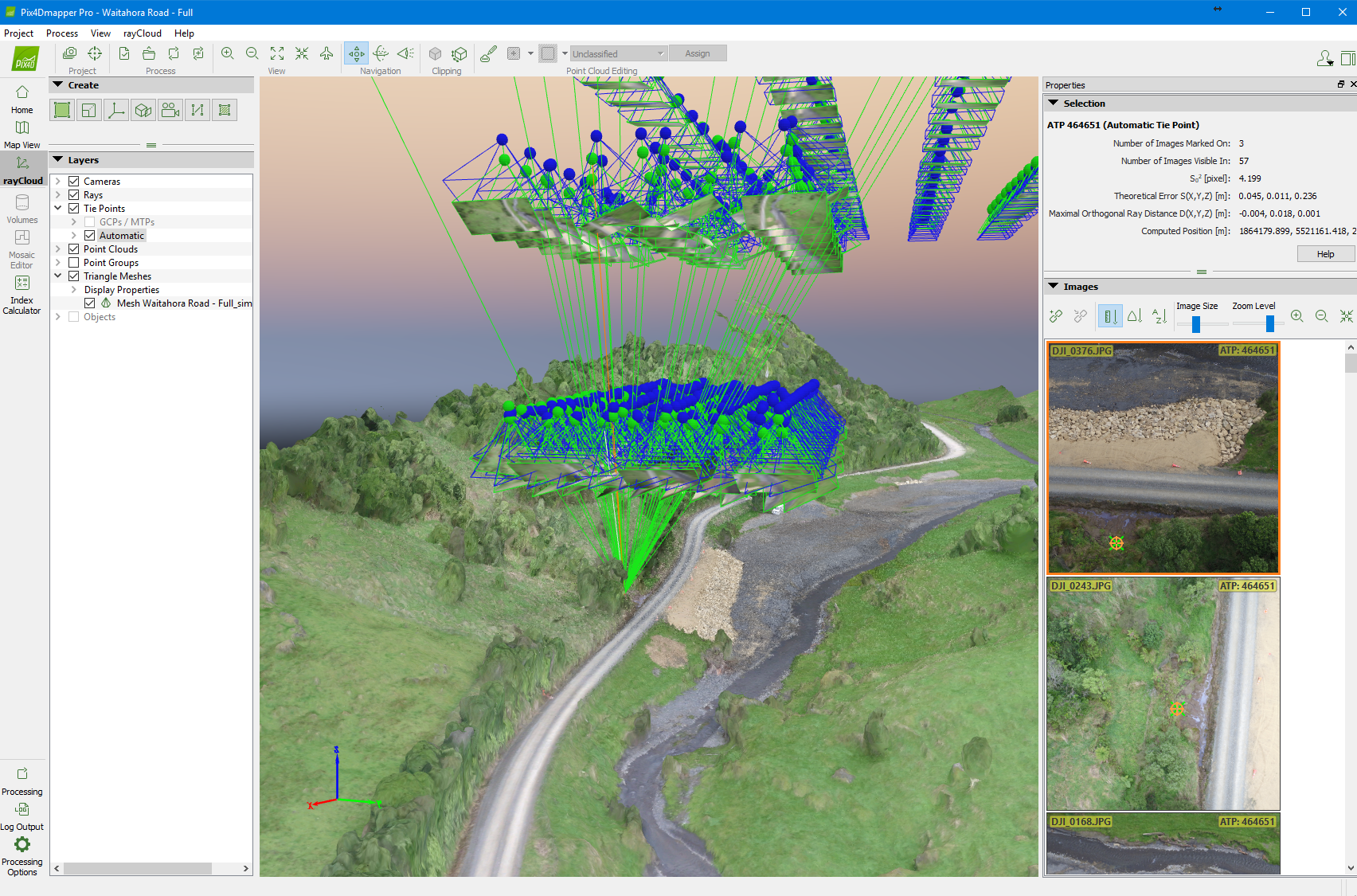 Rock walling on Waitahora Road on Pix4Dmapper