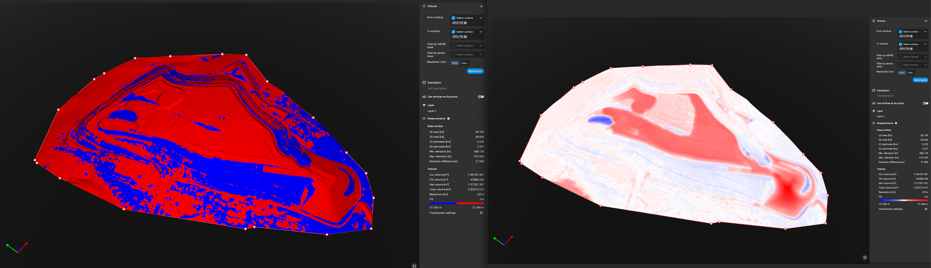 PIX4Dmatic Volumetric Analysis Binary & Gradient Surface Comparison.png