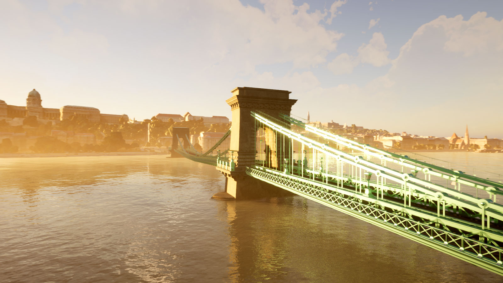Historic chain bridge in Budapest