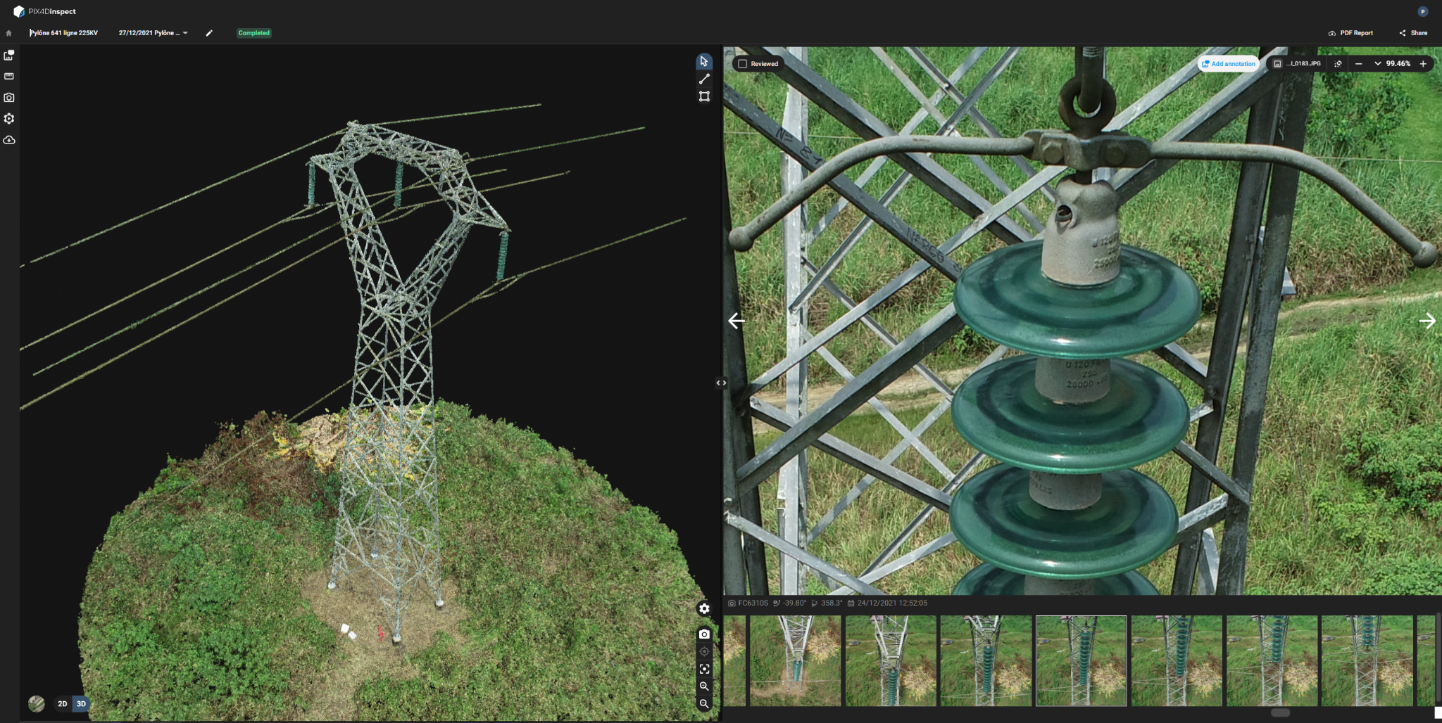 Inspección de una torre de transmisión en PIX4Dinspect