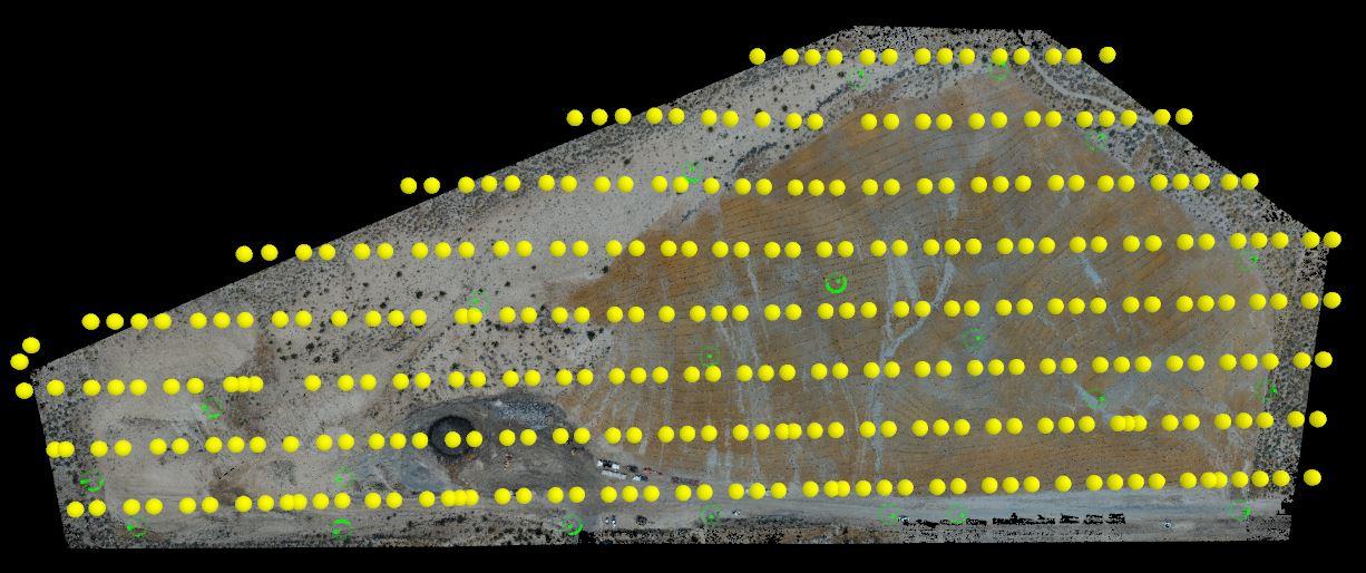 Image locations for the 318 images, taken in 8 flight lines.