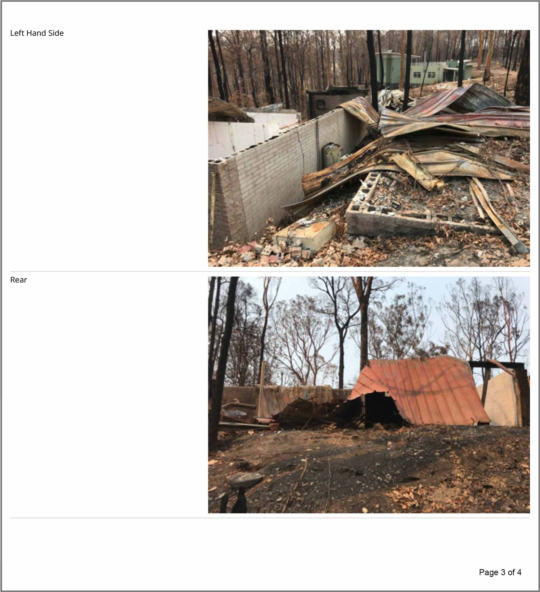 Damage report from New South Wales firefighters after Australian Bushfires